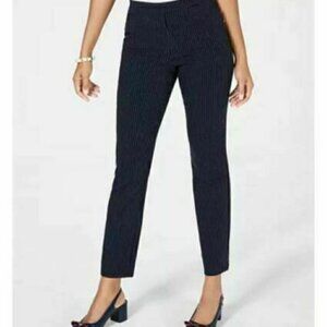 Charter Club Navy Blue Striped Slim Pants Plus size 26W Slim Leg Ankle New
